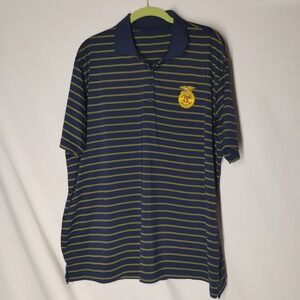 BAW FFA Education Womens 2XL Wide Stripe Polo Navy Blue Yellow‎